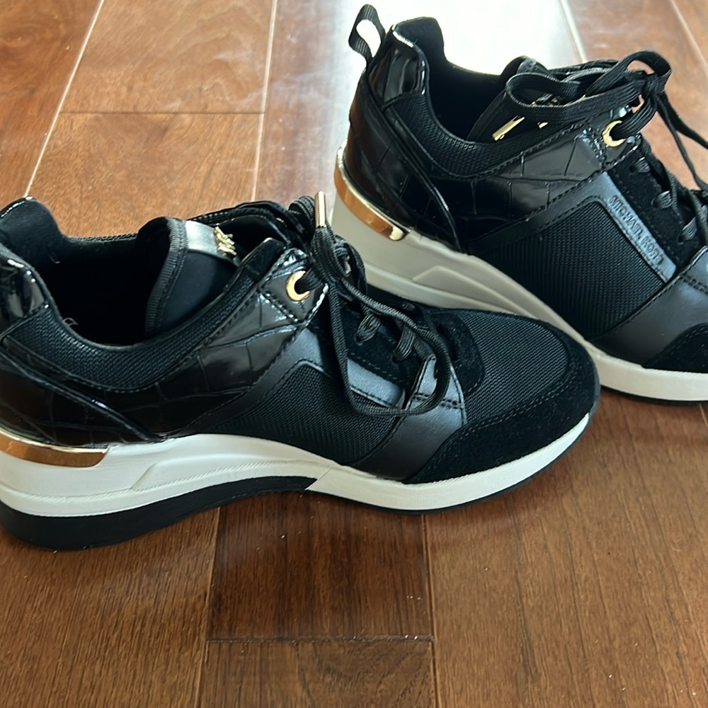 Michael Kors Georgie Nylon and Crocodile Embossed Leather Trainer NWOT